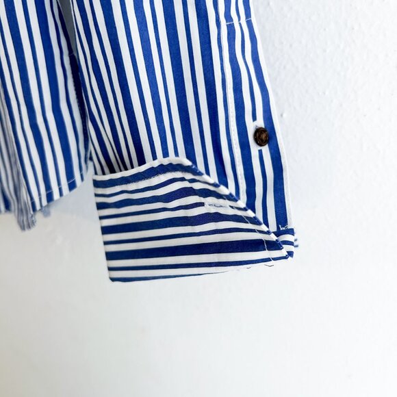 Veronica Beard Libby Striped Poplin Button Down Shirt in Classic Blue - Picture 5 of 10